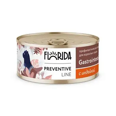 Florida Preventive Line консервы Gastrointestinal для кошек "Поддержание здоровья пищеварительной системы" с индейкой